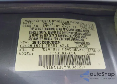 2009 Nissan Versa 1.8S from USA, damaged, VIN 3N1BC13E99L380214